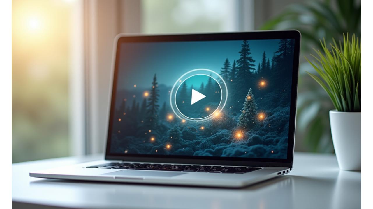 Interaktives Video auf einem Laptop-Bildschirm mit eingeblendeten klickbaren Infopunkten